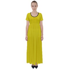 Bumblebee Yellow - High Waist Short Sleeve Maxi Dress by FashionLane