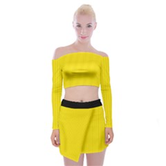 Bumblebee Yellow - Off Shoulder Top With Mini Skirt Set by FashionLane