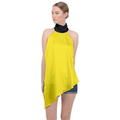 Bumblebee Yellow - Halter Asymmetric Satin Top by FashionLane