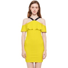 Bumblebee Yellow - Shoulder Frill Bodycon Summer Dress by FashionLane