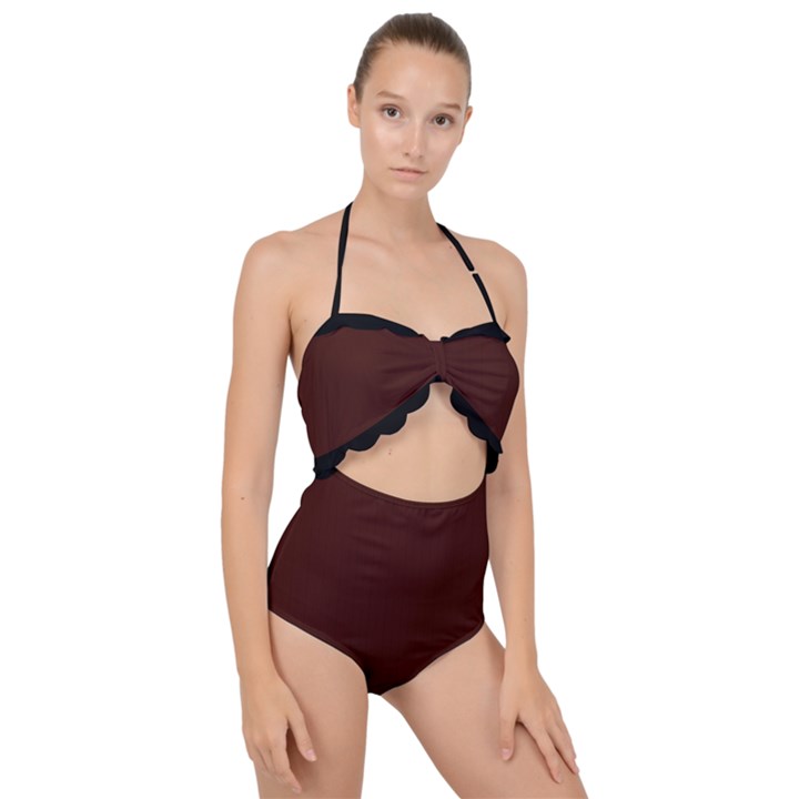 Bean Black - Scallop Top Cut Out Swimsuit