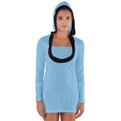 Baby Blue - Long Sleeve Hooded T-shirt by FashionLane