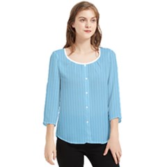 Baby Blue - Chiffon Quarter Sleeve Blouse by FashionLane