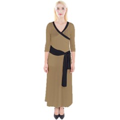 Bronze Mist - Quarter Sleeve Wrap Maxi Dress by FashionLane