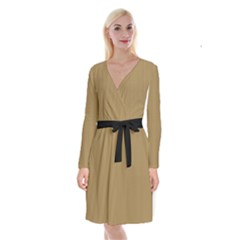 Bronze Mist - Long Sleeve Velvet Front Wrap Dress by FashionLane