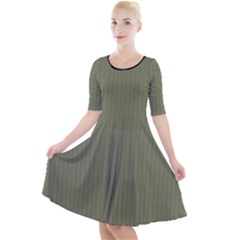 Calliste Green - Quarter Sleeve A-line Dress by FashionLane