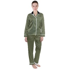 Calliste Green - Satin Long Sleeve Pyjamas Set by FashionLane