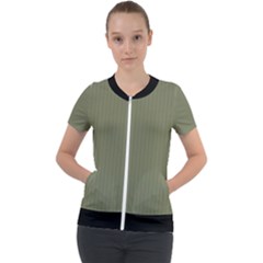 Calliste Green - Short Sleeve Zip Up Jacket by FashionLane