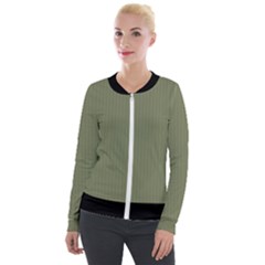 Calliste Green - Velvet Zip Up Jacket by FashionLane