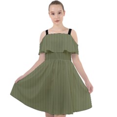 Calliste Green - Cut Out Shoulders Chiffon Dress by FashionLane