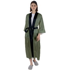 Calliste Green - Maxi Satin Kimono by FashionLane