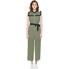 Calliste Green - Women s Frill Top Jumpsuit