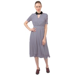 Coin Grey - Keyhole Neckline Chiffon Dress by FashionLane