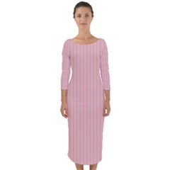 Baby Pink - Quarter Sleeve Midi Bodycon Dress by FashionLane