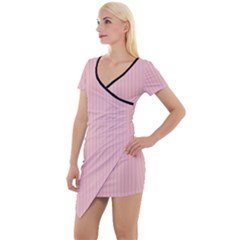 Baby Pink - Short Sleeve Asymmetric Mini Dress