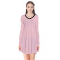 Baby Pink - Long Sleeve V-neck Flare Dress View1