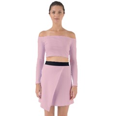 Baby Pink - Off Shoulder Top With Skirt Set by FashionLane