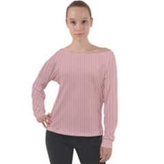 Baby Pink - Off Shoulder Long Sleeve Velour Top by FashionLane