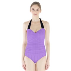 Floral Purple - Halter Swimsuit by FashionLane