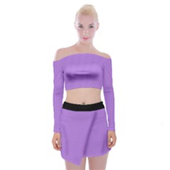 Floral Purple - Off Shoulder Top With Mini Skirt Set by FashionLane