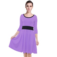 Floral Purple - Quarter Sleeve Waist Band Dress by FashionLane