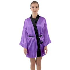 Floral Purple - Long Sleeve Satin Kimono by FashionLane