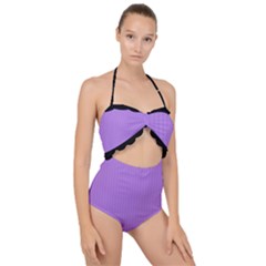 Floral Purple - Scallop Top Cut Out Swimsuit by FashionLane