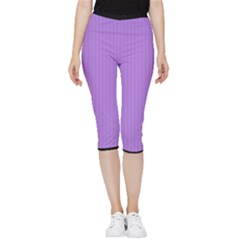 Floral Purple - Inside Out Lightweight Velour Capri Leggings 