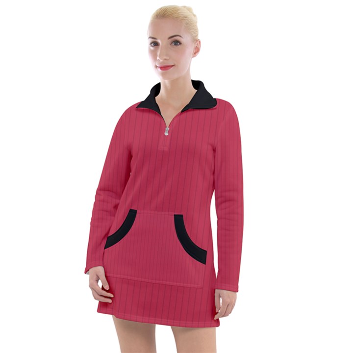 French Raspberry Red - Women s Long Sleeve Casual Dress