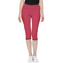 French Raspberry Red - Inside Out Lightweight Velour Capri Leggings 