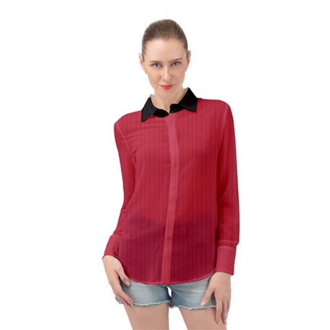 French Raspberry Red - Long Sleeve Chiffon Shirt by FashionLane