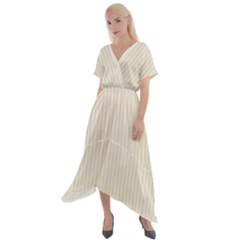 Magnolia White - Cross Front Sharkbite Hem Maxi Dress by FashionLane