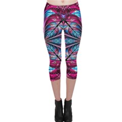 Fractal Flower Capri Leggings  by Sparkle