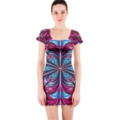 Fractal Flower Short Sleeve Bodycon Dress by Sparkle