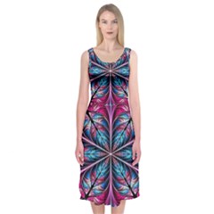 Fractal Flower Midi Sleeveless Dress by Sparkle