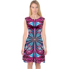 Fractal Flower Capsleeve Midi Dress by Sparkle