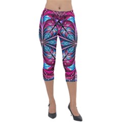 Fractal Flower Lightweight Velour Capri Leggings  by Sparkle