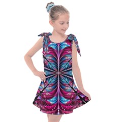 Fractal Flower Kids  Tie Up Tunic Dress by Sparkle