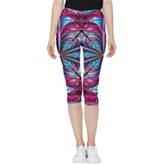 Fractal Flower Inside Out Lightweight Velour Capri Leggings 