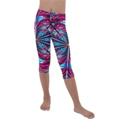 Fractal Flower Kids  Lightweight Velour Capri Leggings  by Sparkle