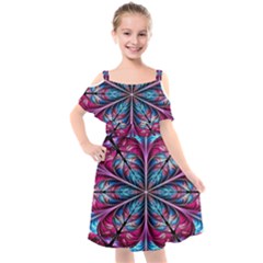 Fractal Flower Kids  Cut Out Shoulders Chiffon Dress by Sparkle