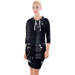 Fractal Guitar Quarter Sleeve Hood Bodycon Dress by Sparkle