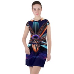 Fractal Flower Drawstring Hooded Dress by Sparkle