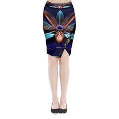 Fractal Flower Midi Wrap Pencil Skirt by Sparkle