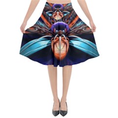 Fractal Flower Flared Midi Skirt by Sparkle