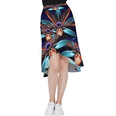 Fractal Flower Frill Hi Low Chiffon Skirt by Sparkle