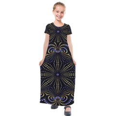 Fractal Mandale Kids  Short Sleeve Maxi Dress by Sparkle