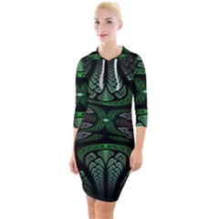 Fractal Illusion Quarter Sleeve Hood Bodycon Dress by Sparkle