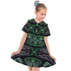 Fractal Illusion Kids  Short Sleeve Shirt Dress by Sparkle