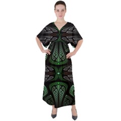 Fractal Illusion V-neck Boho Style Maxi Dress by Sparkle